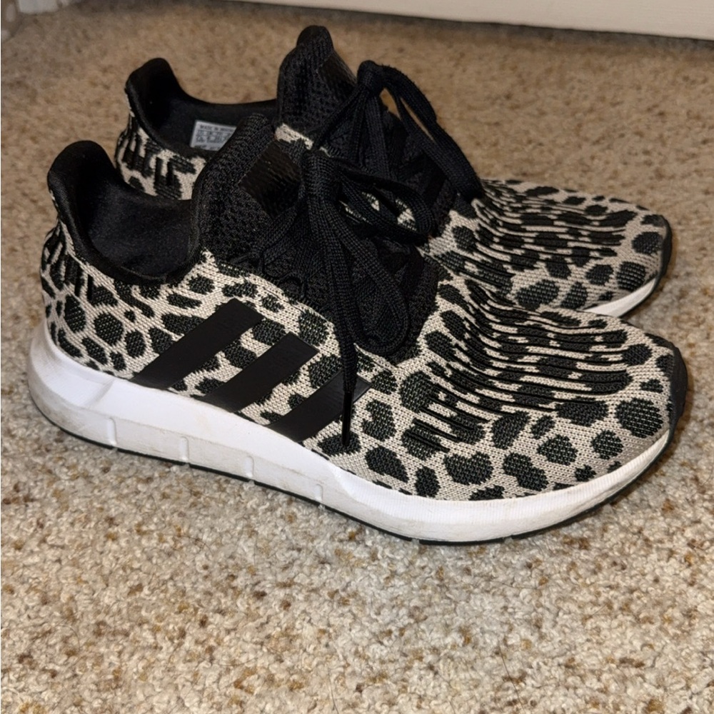 Adidas Black and White Animal Print Sneakers